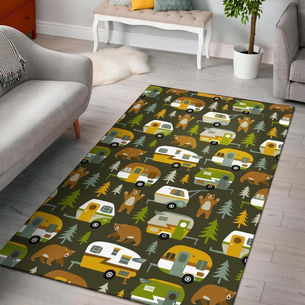 Camper Van Print Pattern Floor Mat-grizzshop