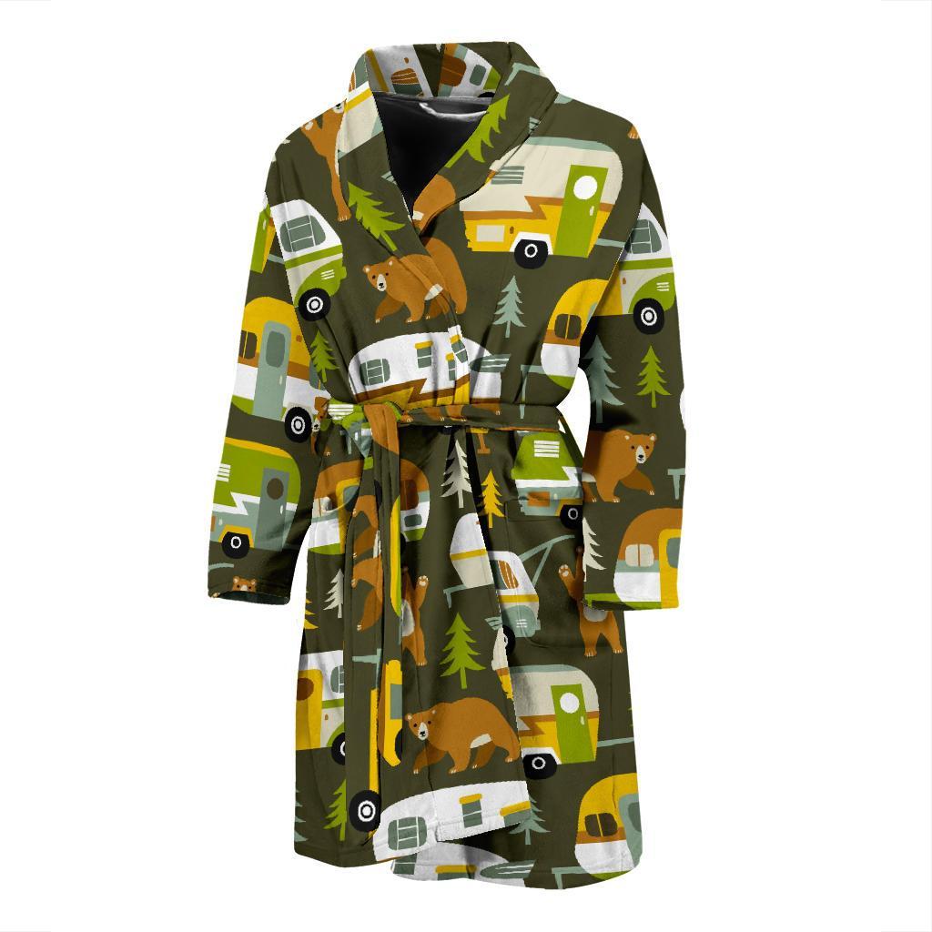 Camper Van Print Pattern Men Long Robe-grizzshop