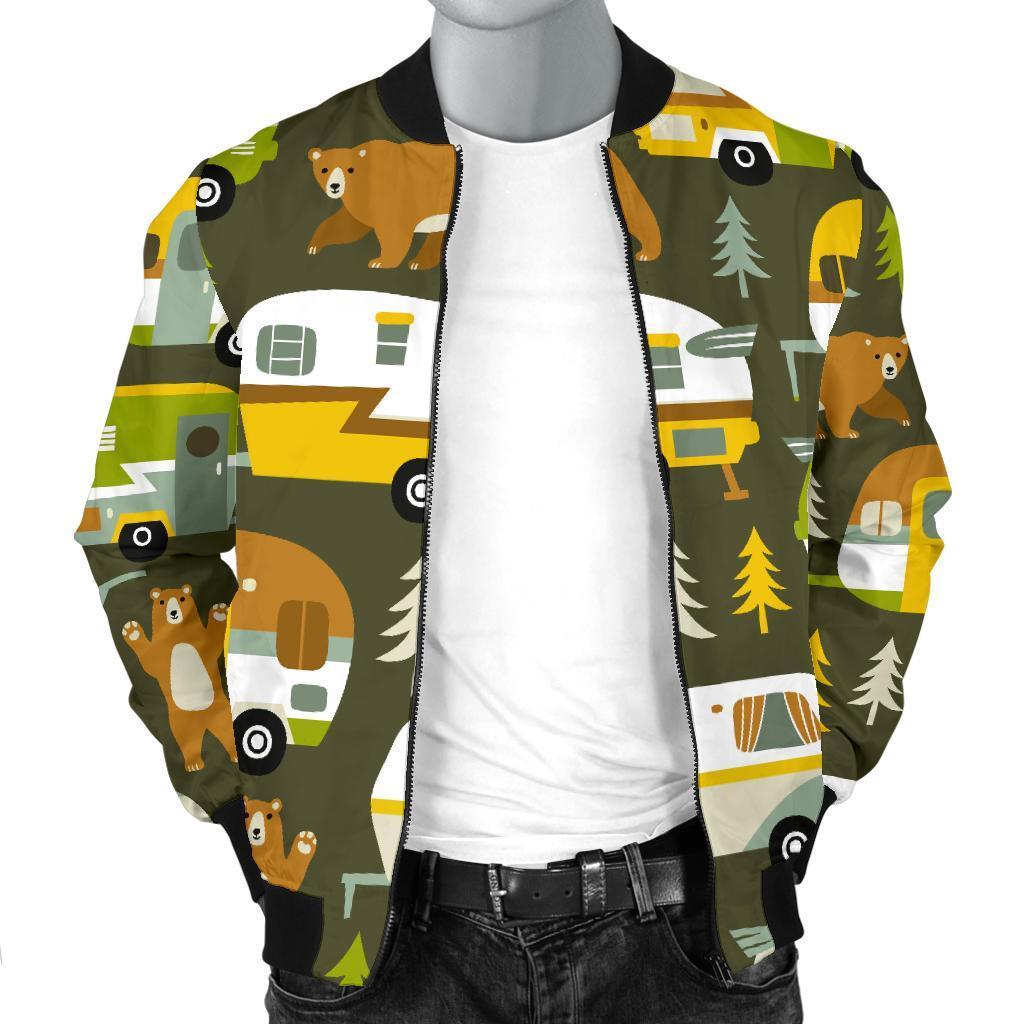 Camper Van Print Pattern Men's Bomber Jacket-grizzshop