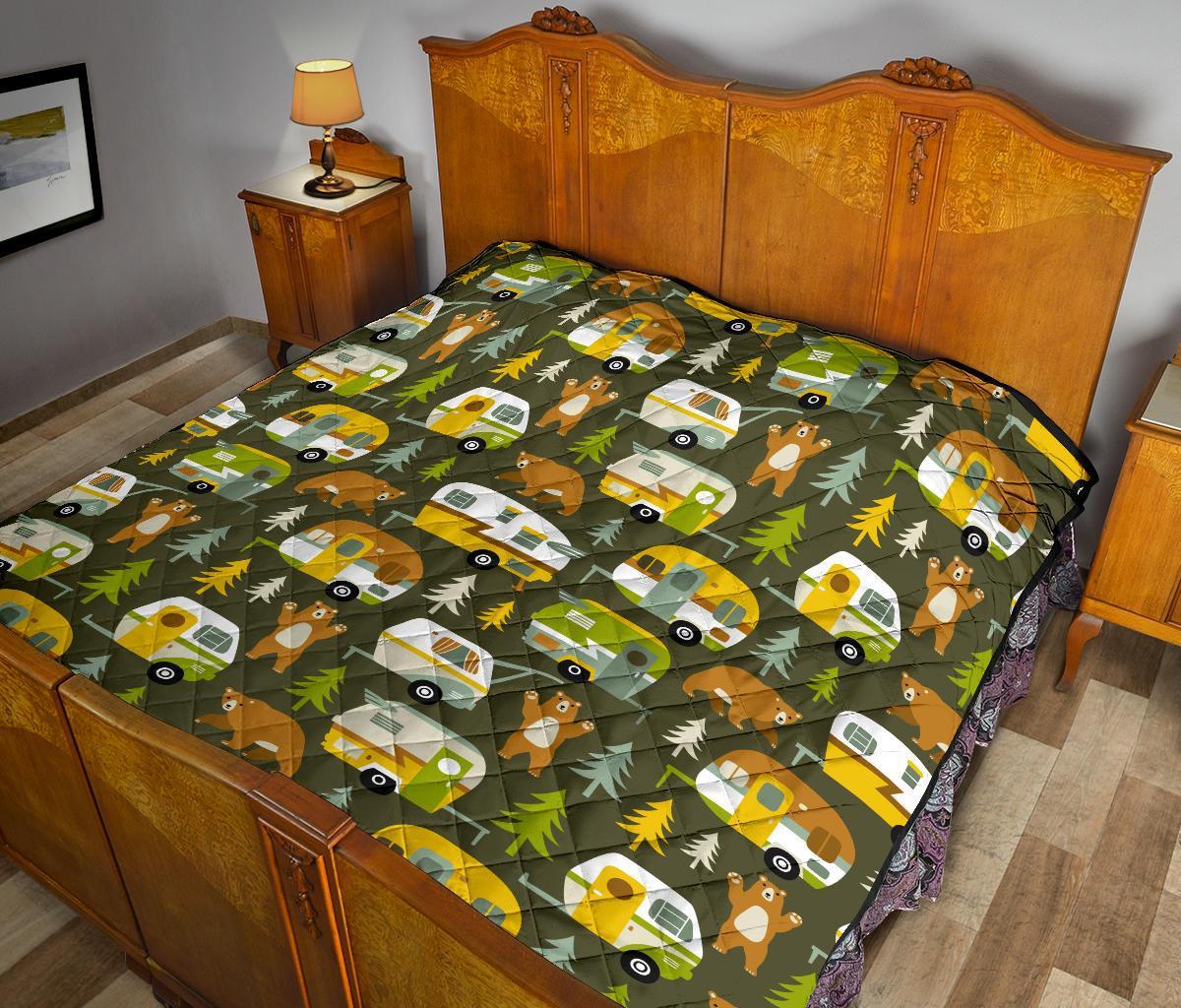 Camper Van Print Pattern Quilt-grizzshop
