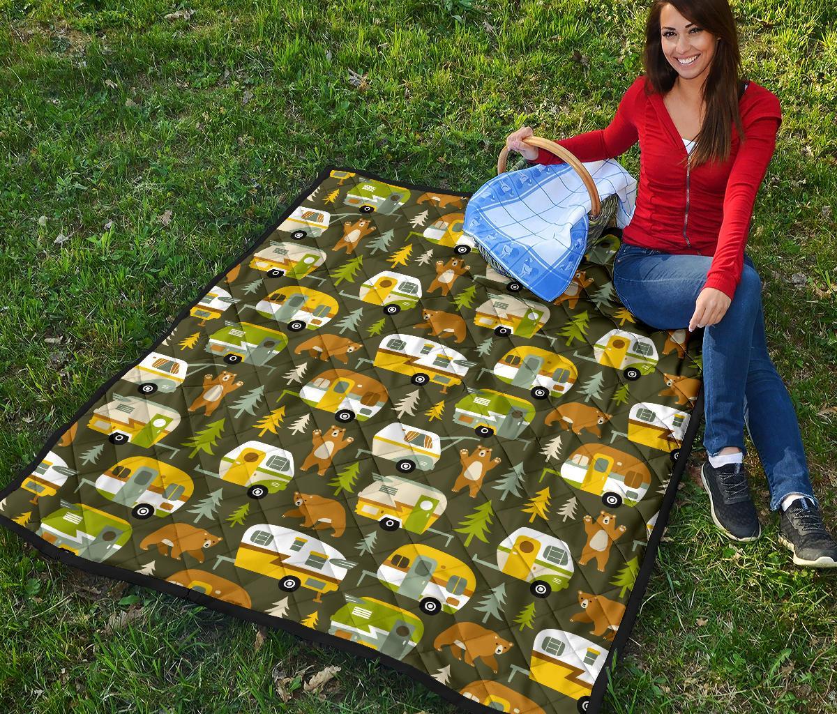 Camper Van Print Pattern Quilt-grizzshop