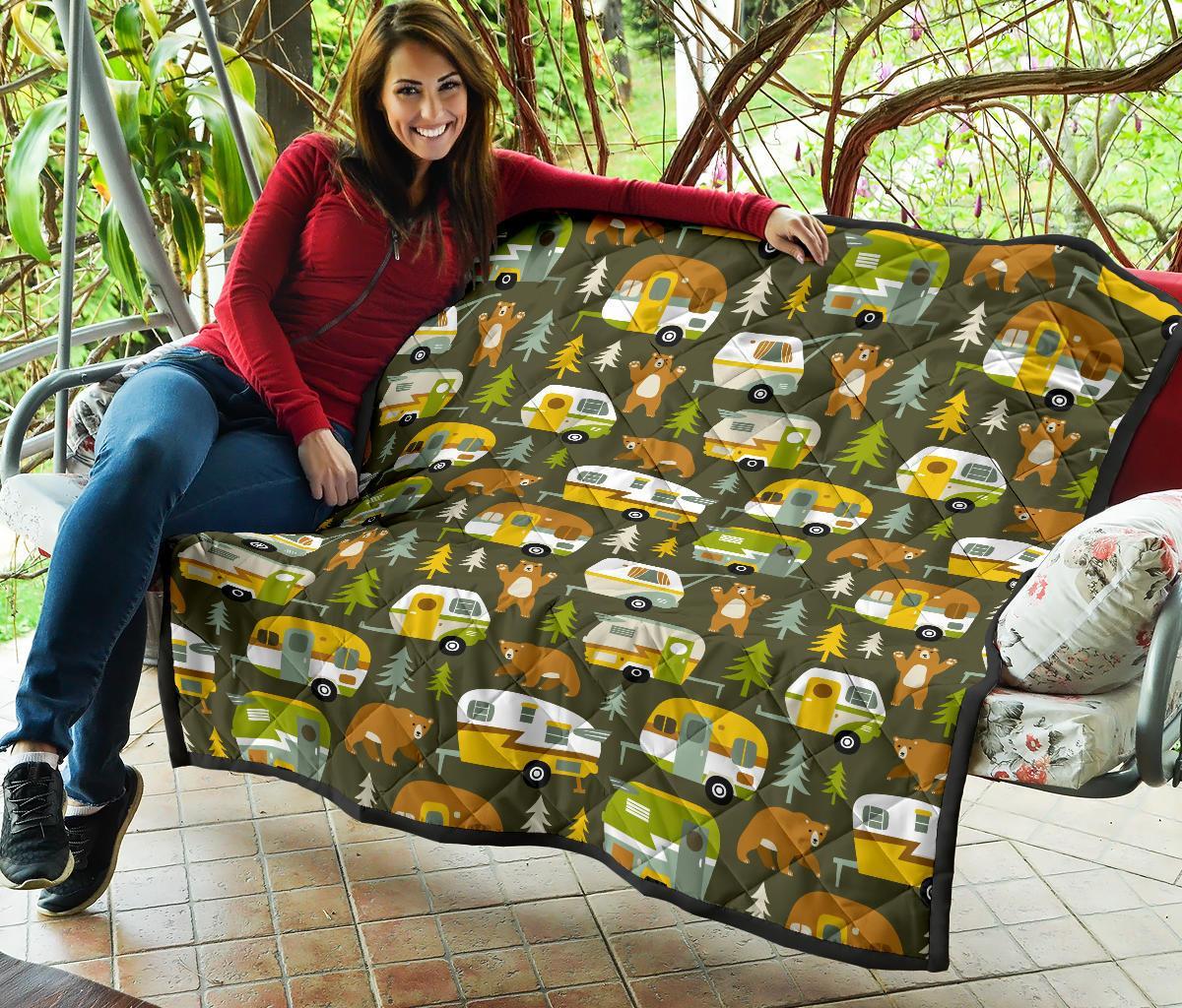 Camper Van Print Pattern Quilt-grizzshop