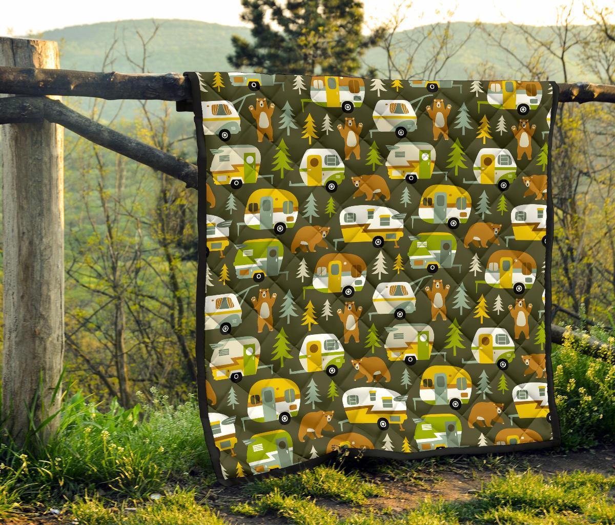 Camper Van Print Pattern Quilt-grizzshop
