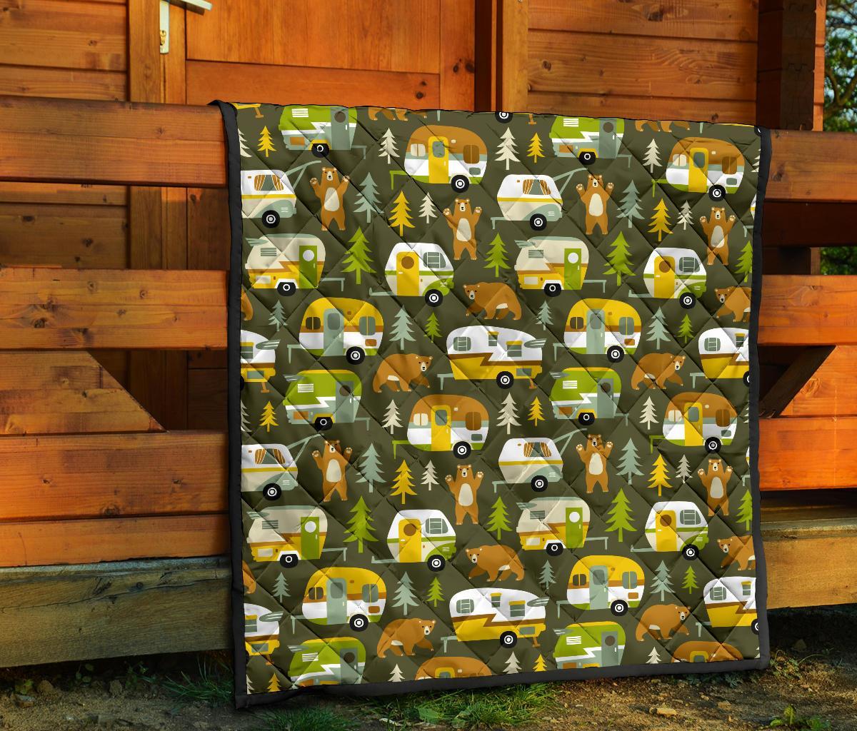 Camper Van Print Pattern Quilt-grizzshop
