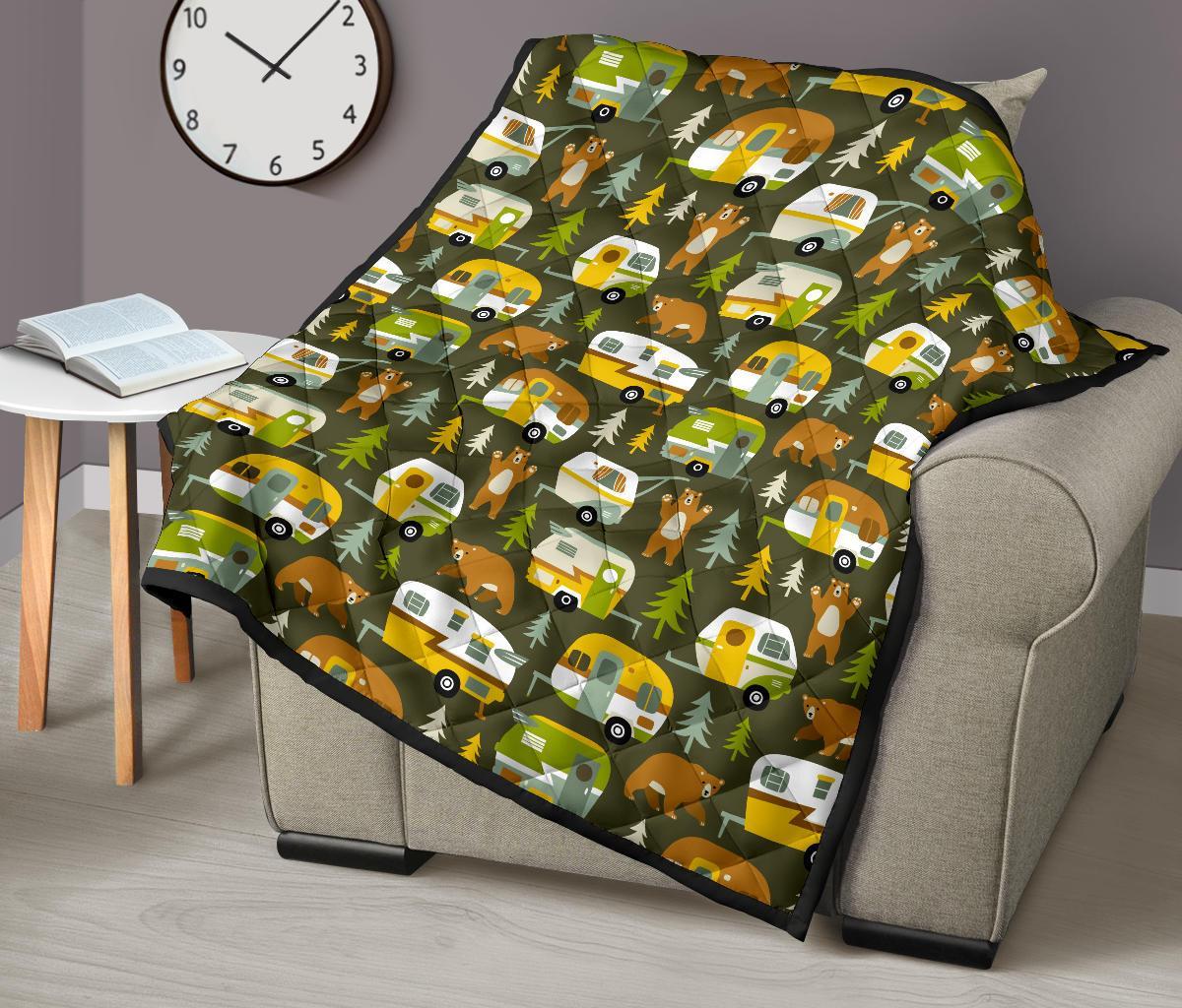 Camper Van Print Pattern Quilt-grizzshop