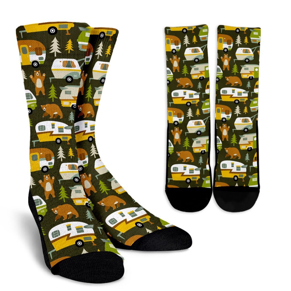 Camper Van Print Pattern Unisex Crew Socks-grizzshop