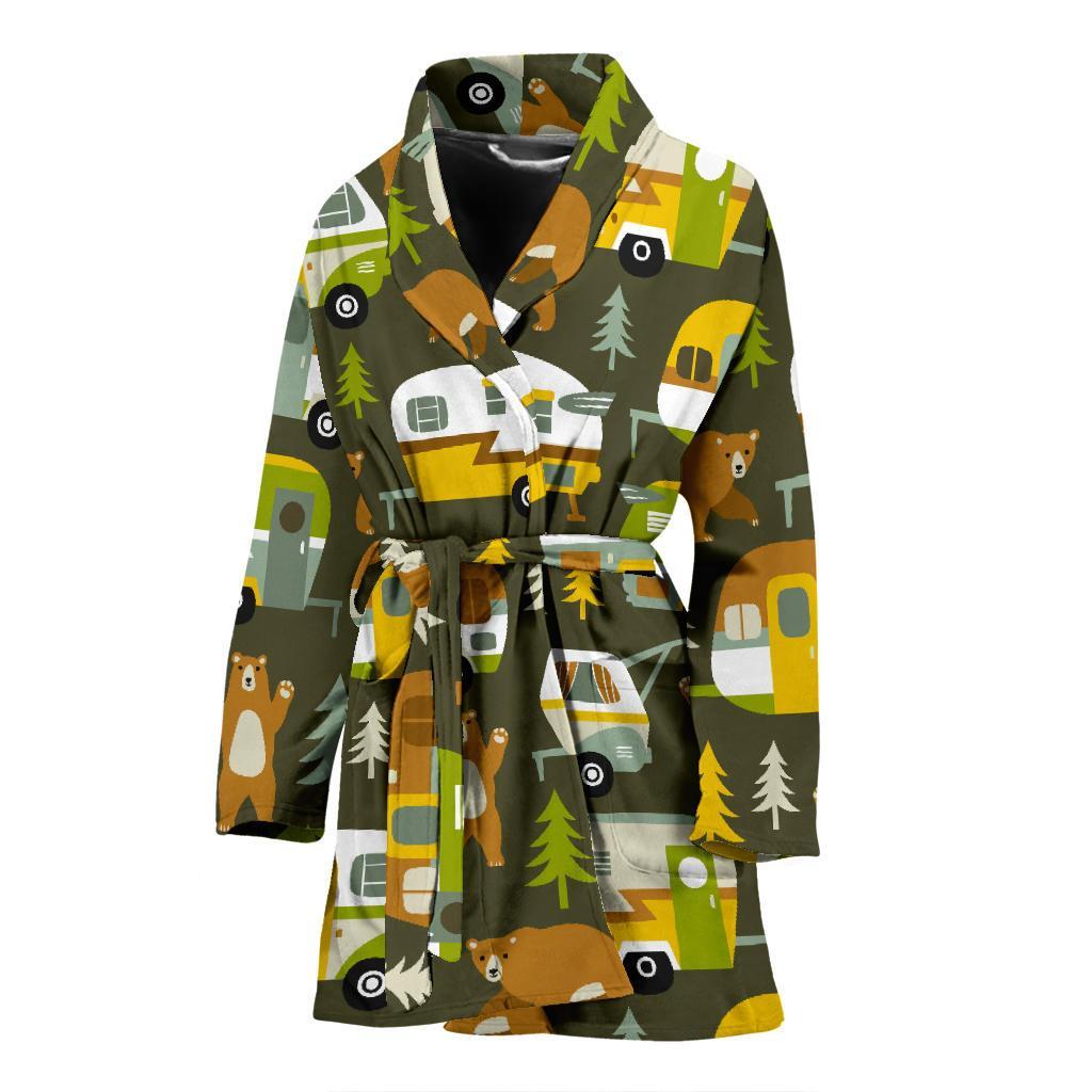 Camper Van Print Pattern Women Long Robe-grizzshop