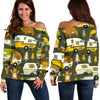 Camper Van Print Pattern Women Off Shoulder Sweatshirt-grizzshop