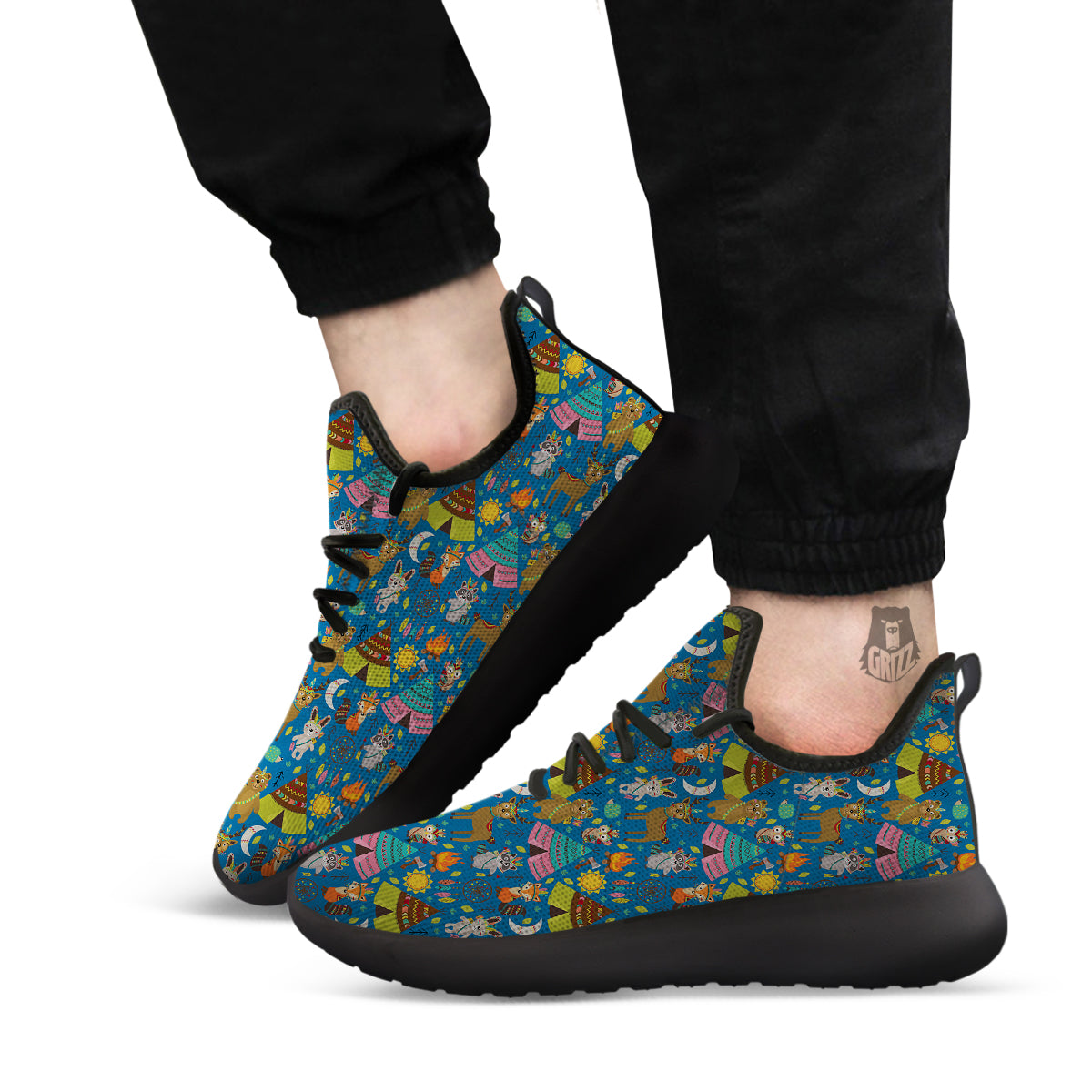 Camping Animal Print Pattern Black Athletic Shoes-grizzshop