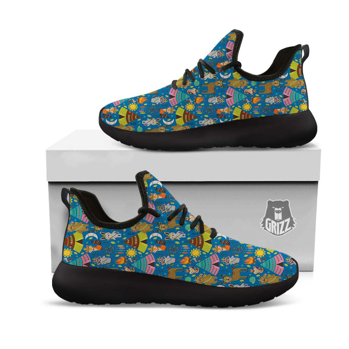 Camping Animal Print Pattern Black Athletic Shoes-grizzshop