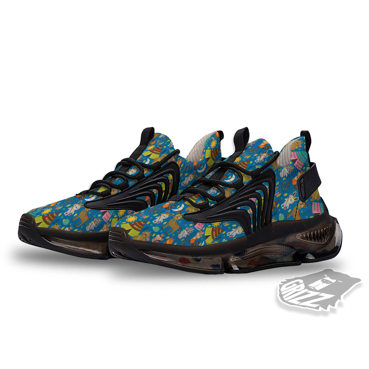 Camping Animal Print Pattern Black Gym Shoes-grizzshop