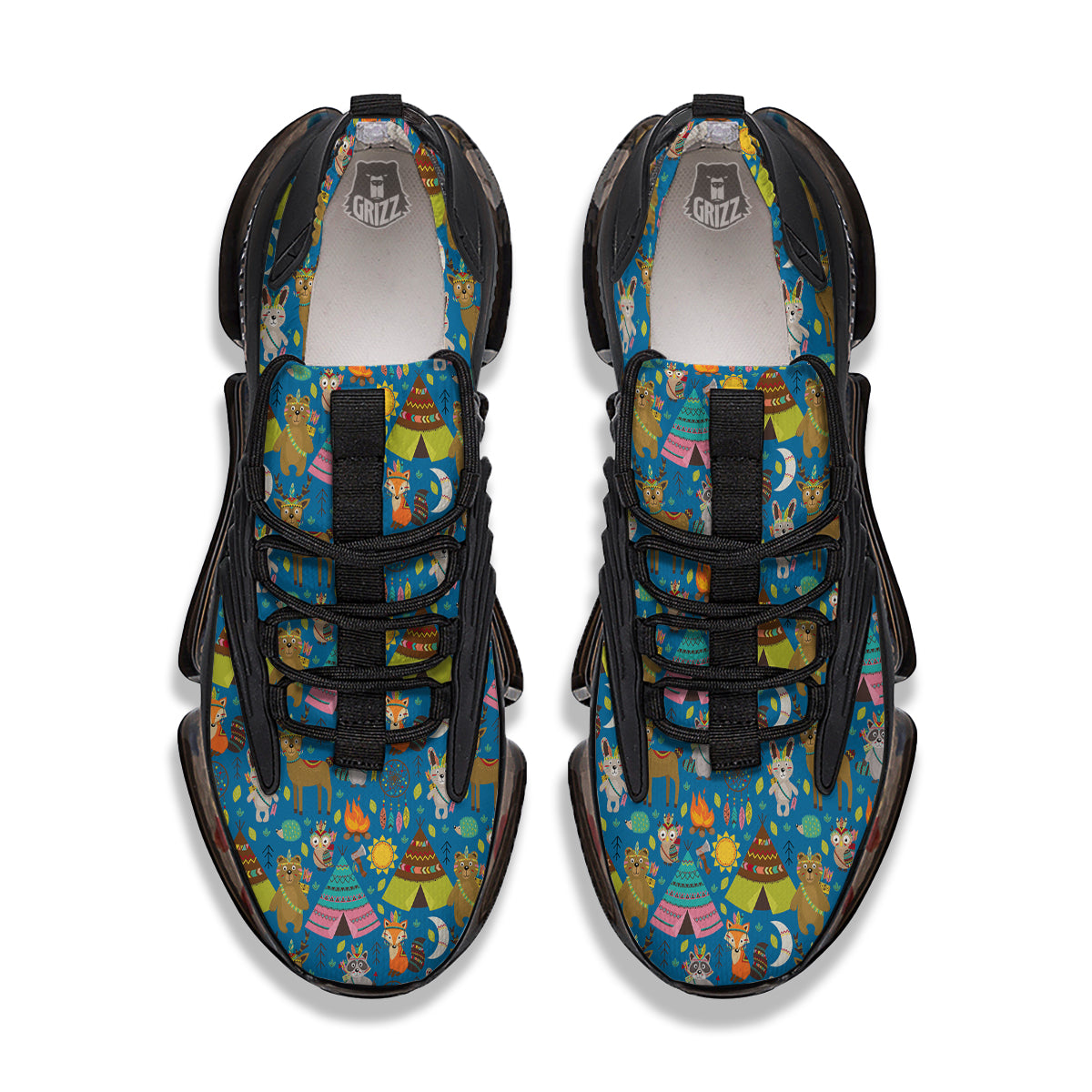 Camping Animal Print Pattern Black Gym Shoes-grizzshop