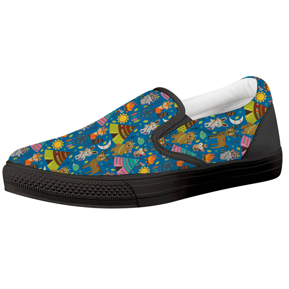 Camping Animal Print Pattern Black Slip On Shoes-grizzshop