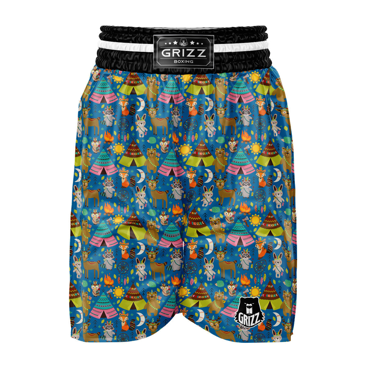 Camping Animal Print Pattern Boxing Shorts-grizzshop