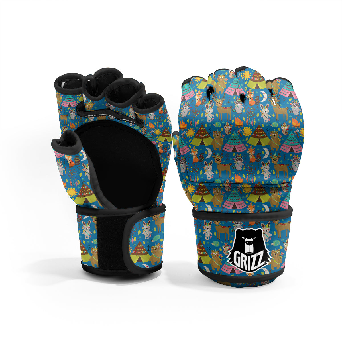 Camping Animal Print Pattern MMA Gloves-grizzshop