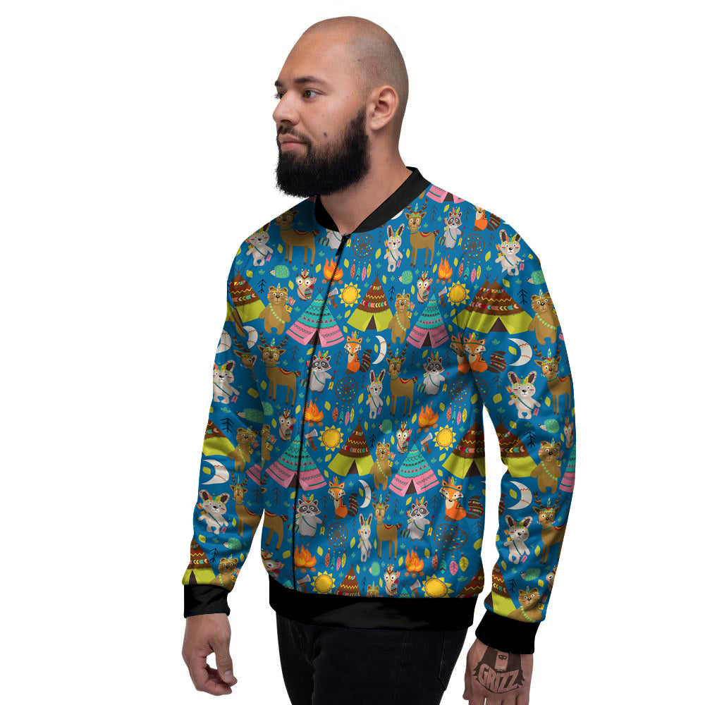Camping Animal Print Pattern Men's Bomber Jacket-grizzshop