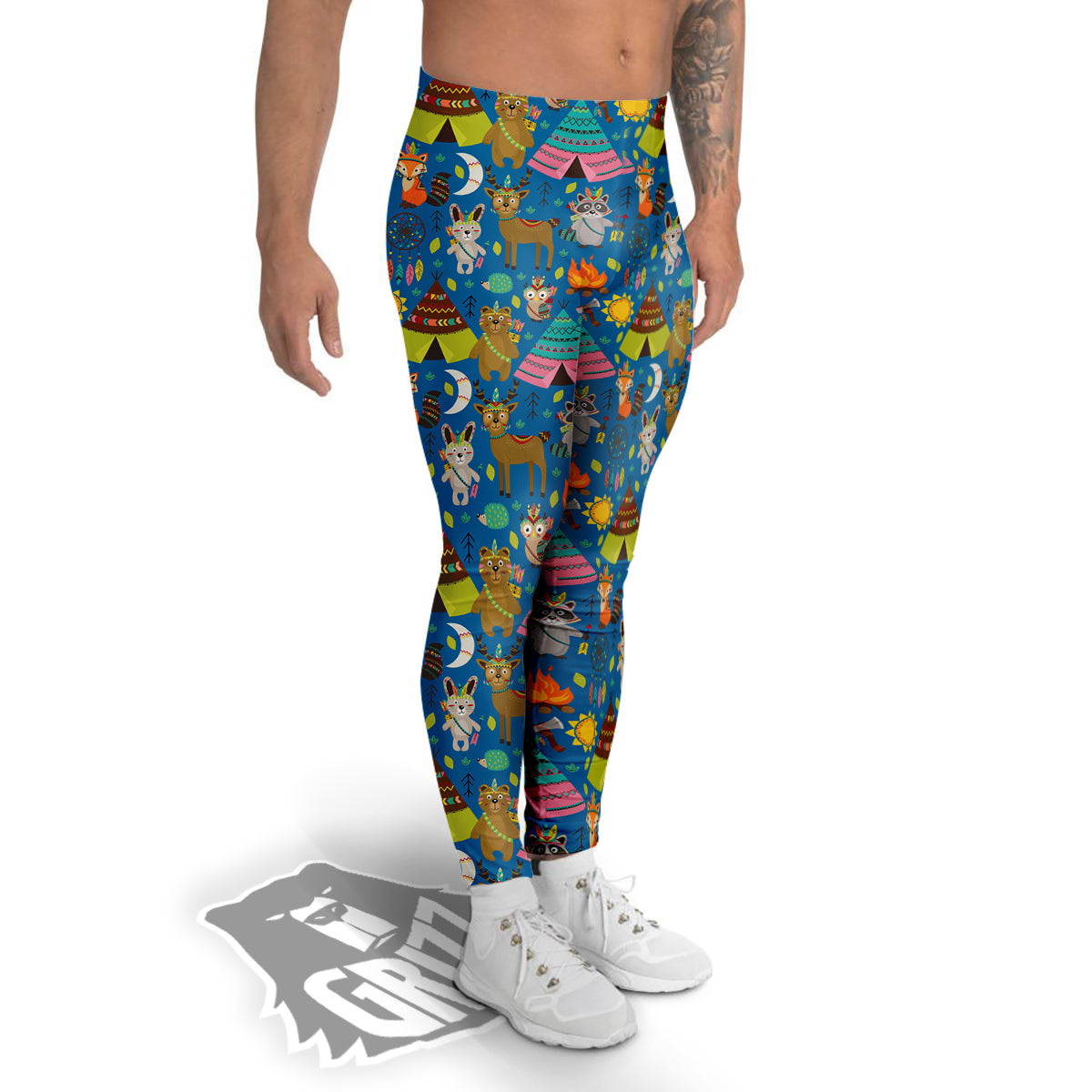 Camping Animal Print Pattern Men's Leggings-grizzshop