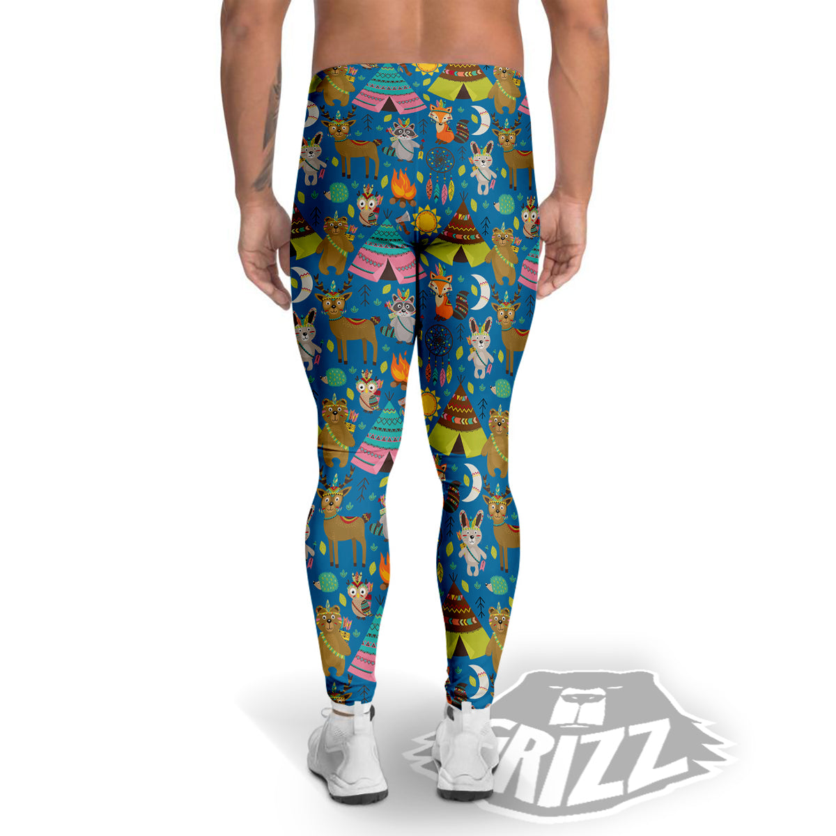 Camping Animal Print Pattern Men's Leggings-grizzshop