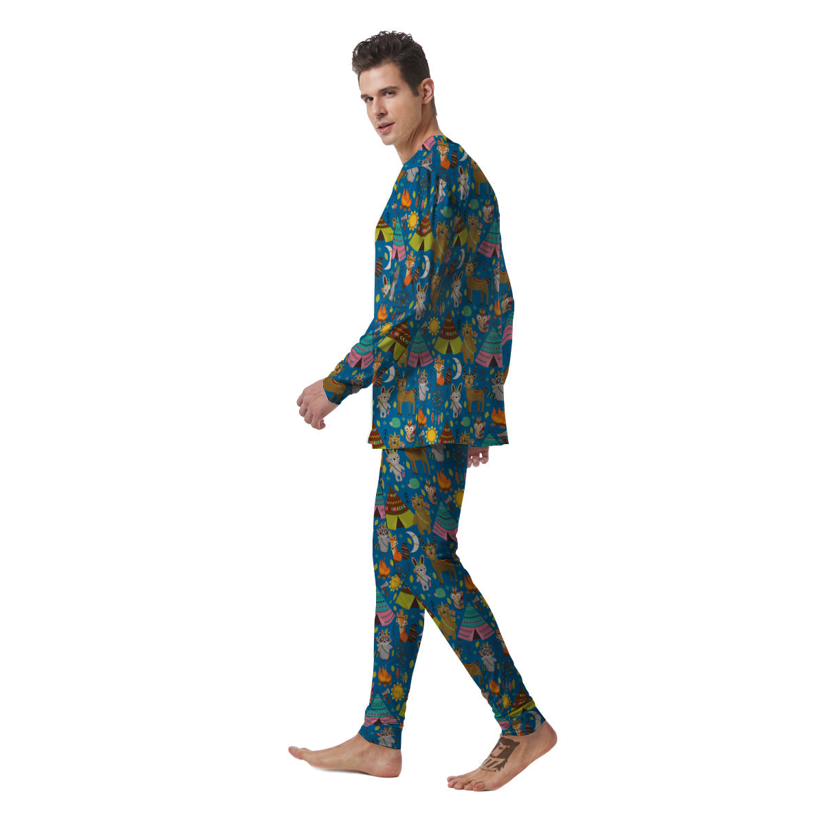 Camping Animal Print Pattern Men's Pajamas-grizzshop