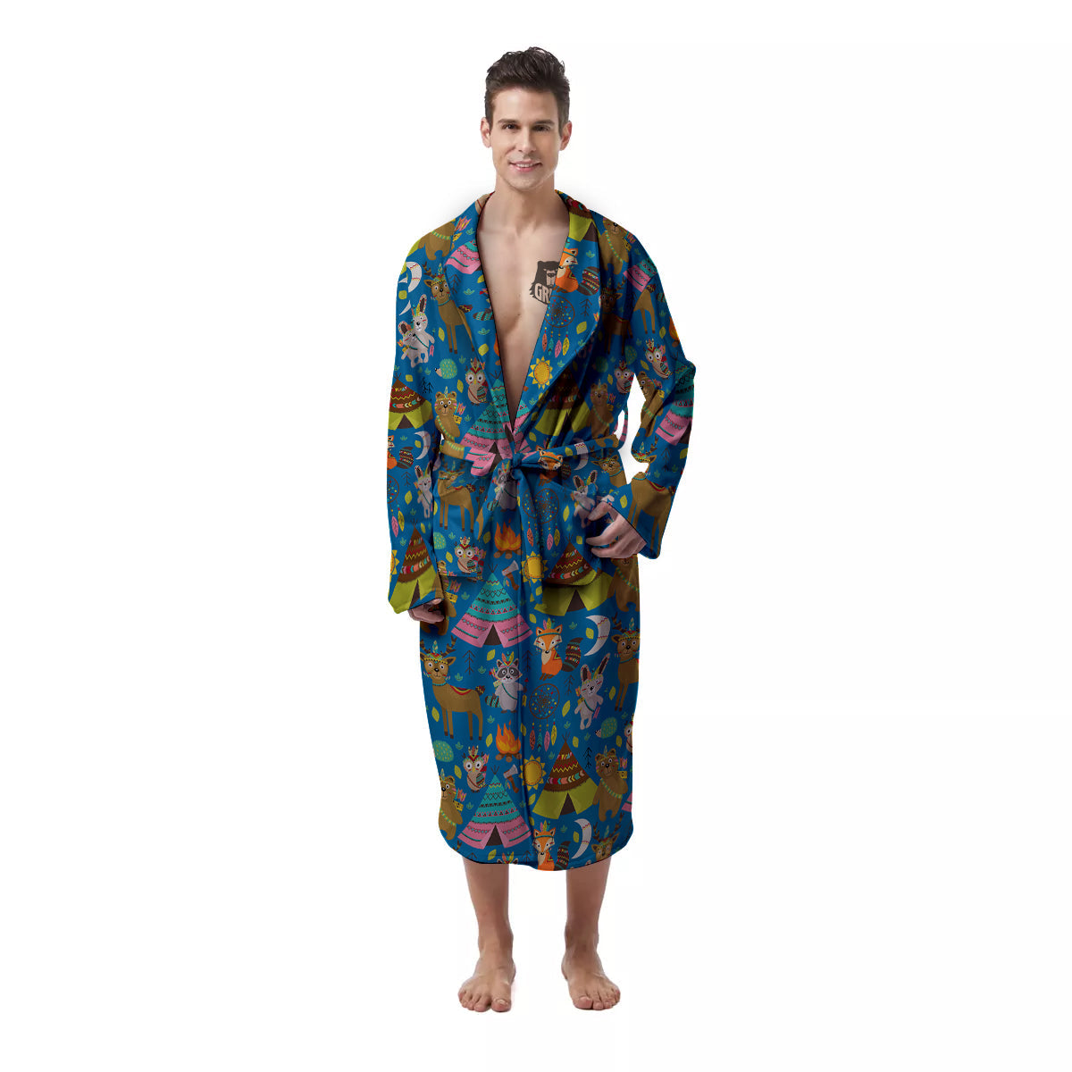 Camping Animal Print Pattern Men's Robe-grizzshop