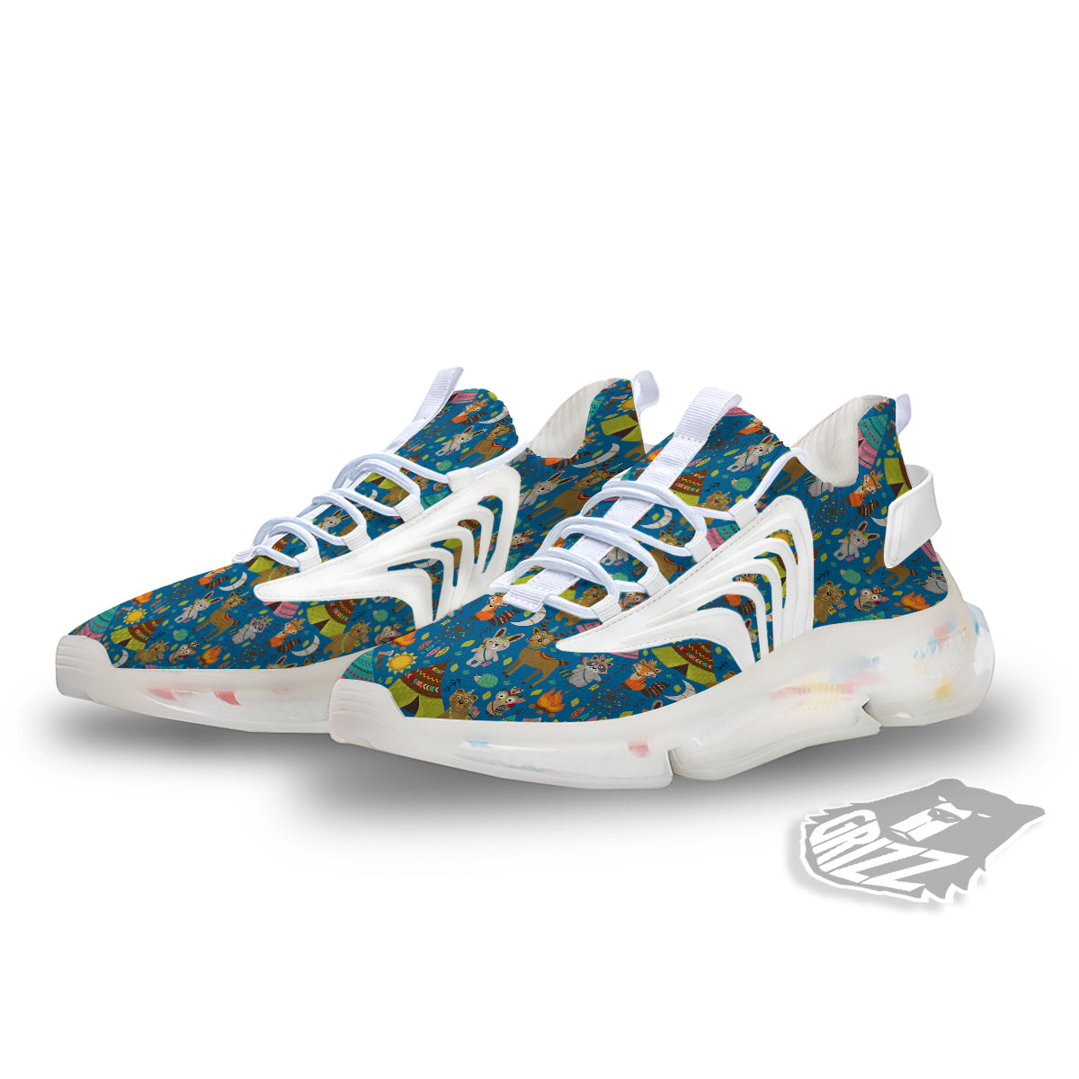 Camping Animal Print Pattern White Gym Shoes-grizzshop