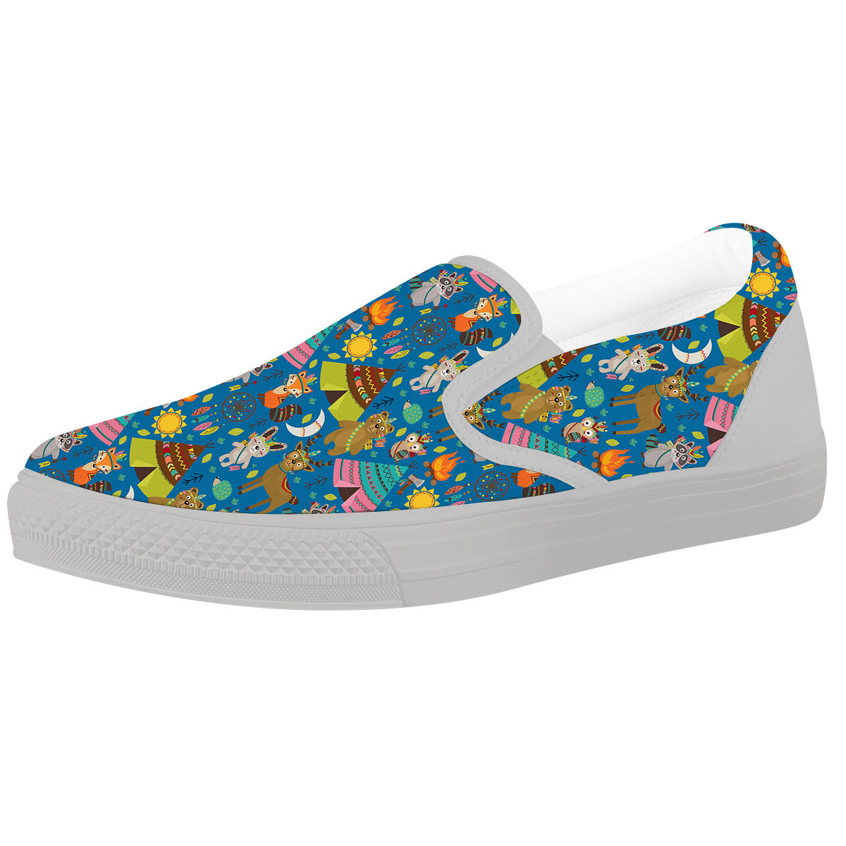 Camping Animal Print Pattern White Slip On Shoes-grizzshop