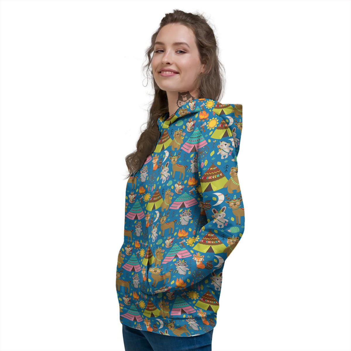 Camping Animal Print Pattern Women's Hoodie-grizzshop