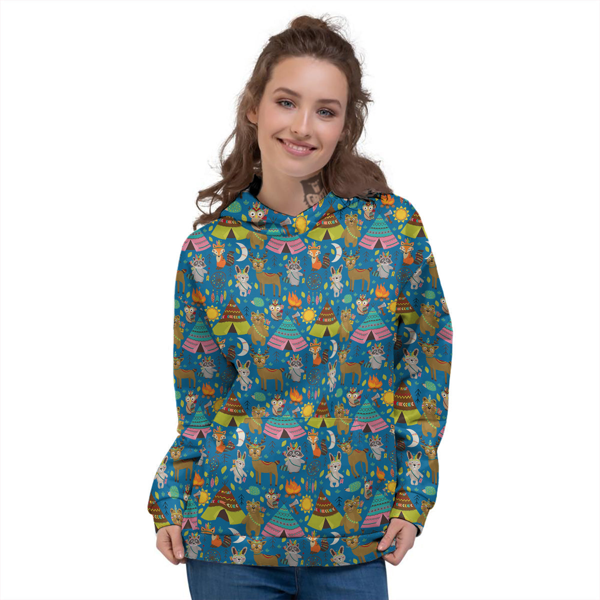 Camping Animal Print Pattern Women's Hoodie-grizzshop