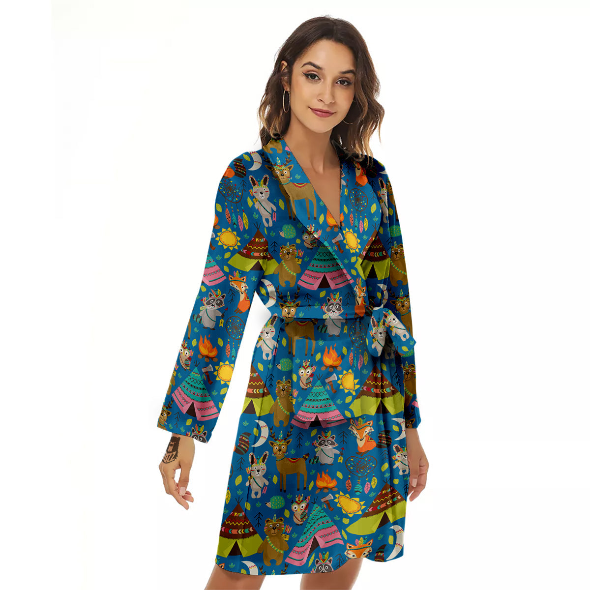 Camping Animal Print Pattern Women's Robe-grizzshop