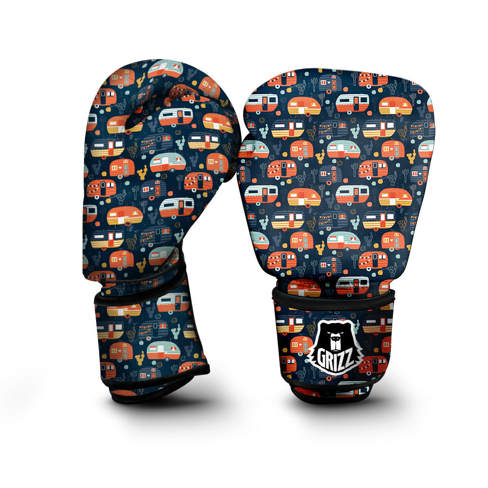 Camping Caravan Print Pattern Boxing Gloves-grizzshop
