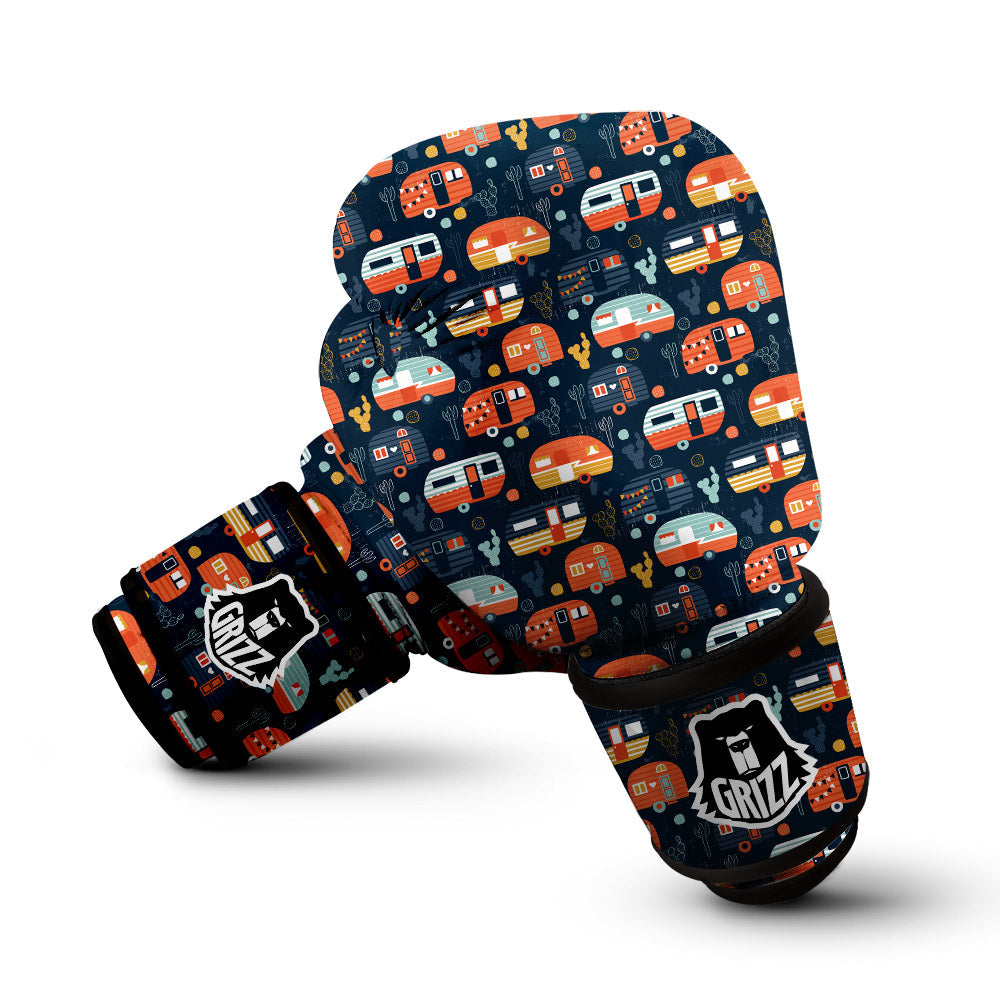 Camping Caravan Print Pattern Boxing Gloves-grizzshop
