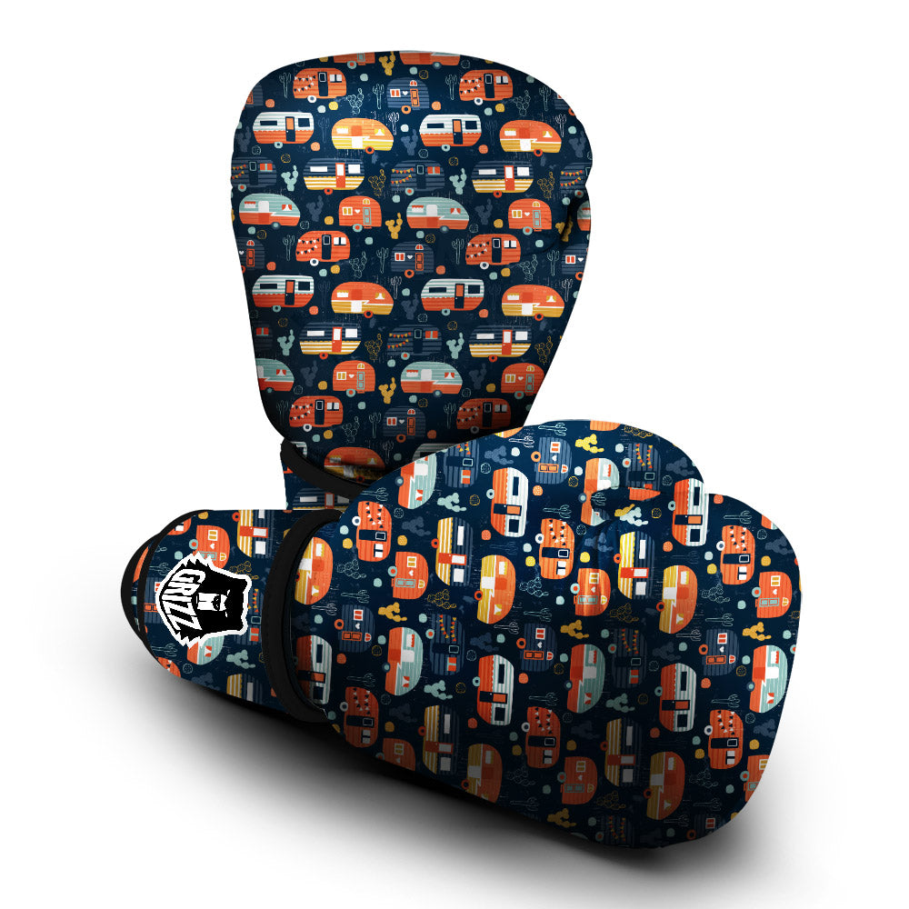 Camping Caravan Print Pattern Boxing Gloves-grizzshop