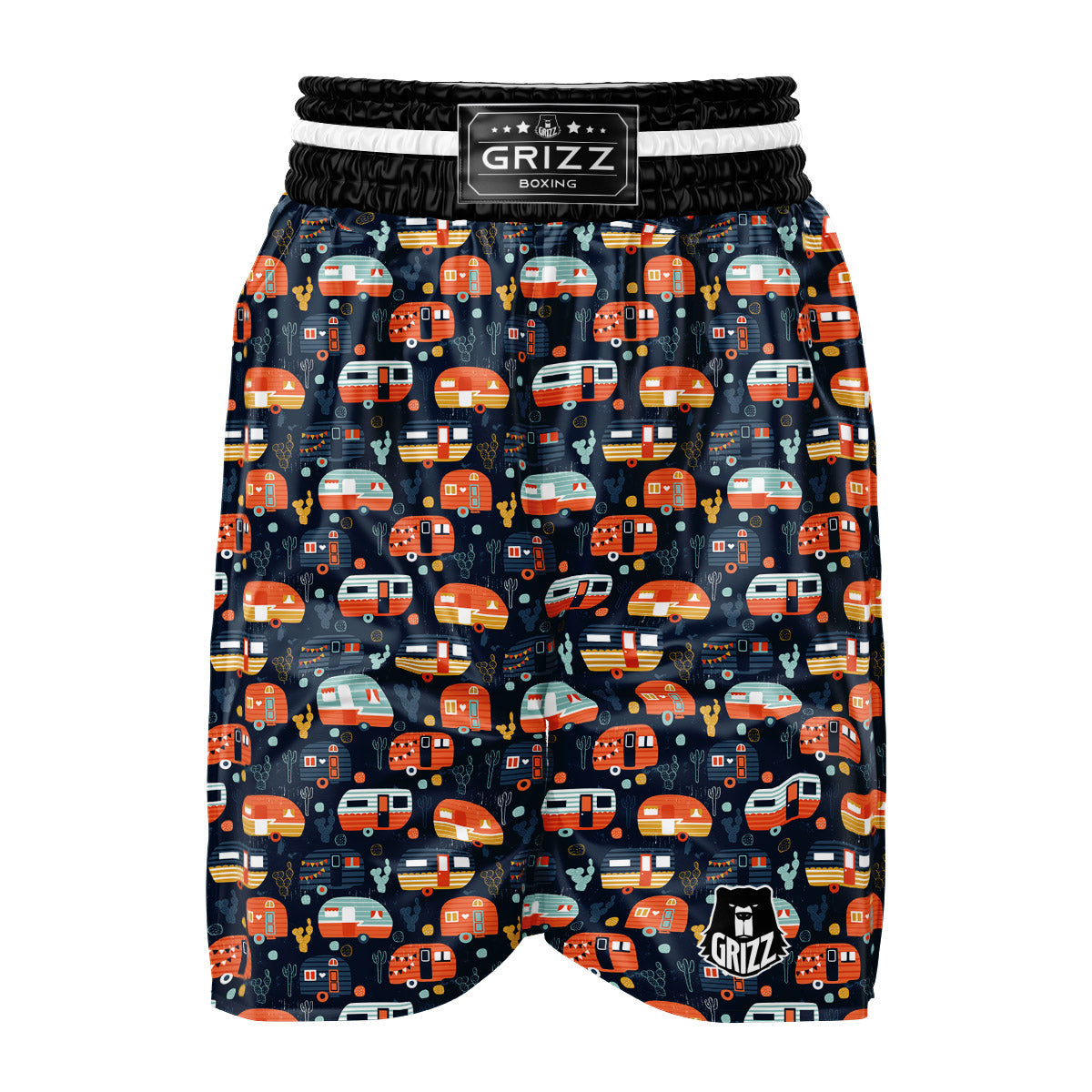 Camping Caravan Print Pattern Boxing Shorts-grizzshop