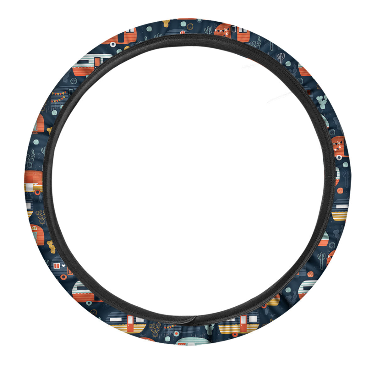Camping Caravan Print Pattern Car Steering Wheel Cover-grizzshop