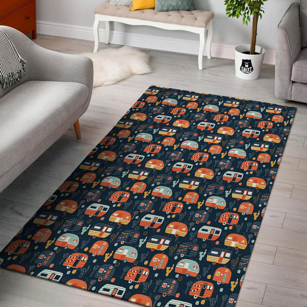 Camping Caravan Print Pattern Floor Mat-grizzshop