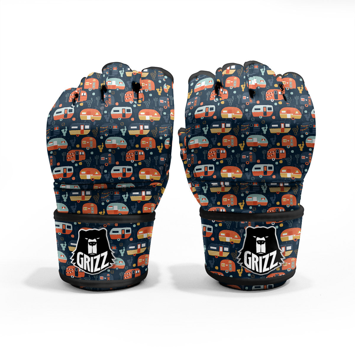 Camping Caravan Print Pattern MMA Gloves-grizzshop