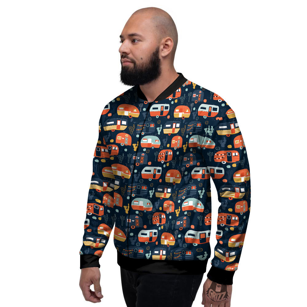 Camping Caravan Print Pattern Men's Bomber Jacket-grizzshop
