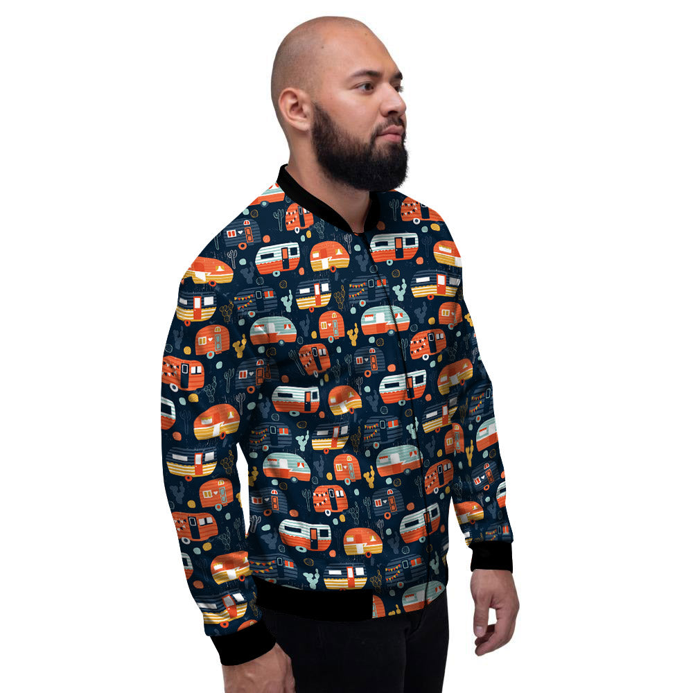 Camping Caravan Print Pattern Men's Bomber Jacket-grizzshop