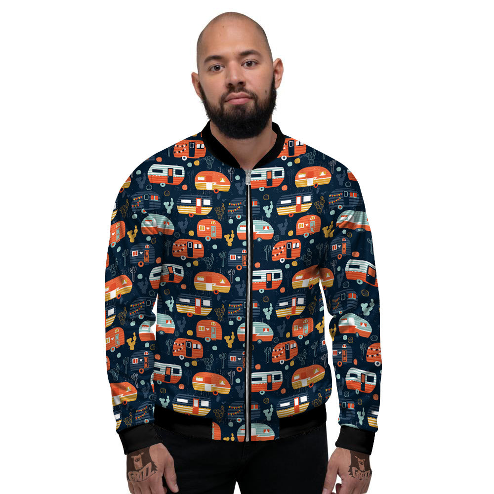Camping Caravan Print Pattern Men's Bomber Jacket-grizzshop