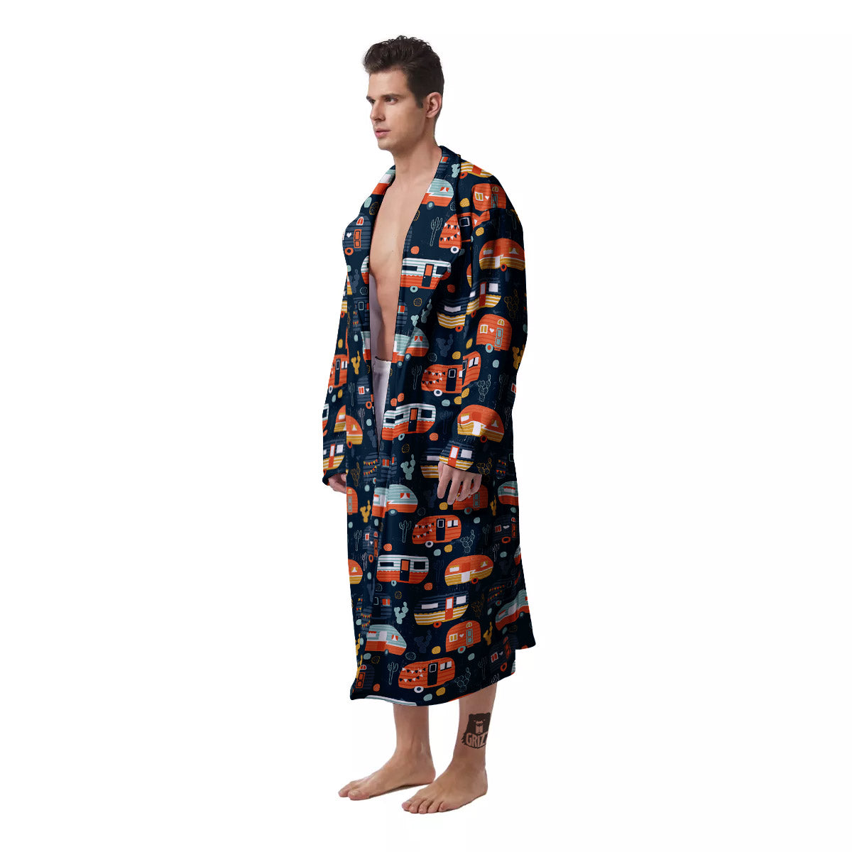 Camping Caravan Print Pattern Men's Robe-grizzshop