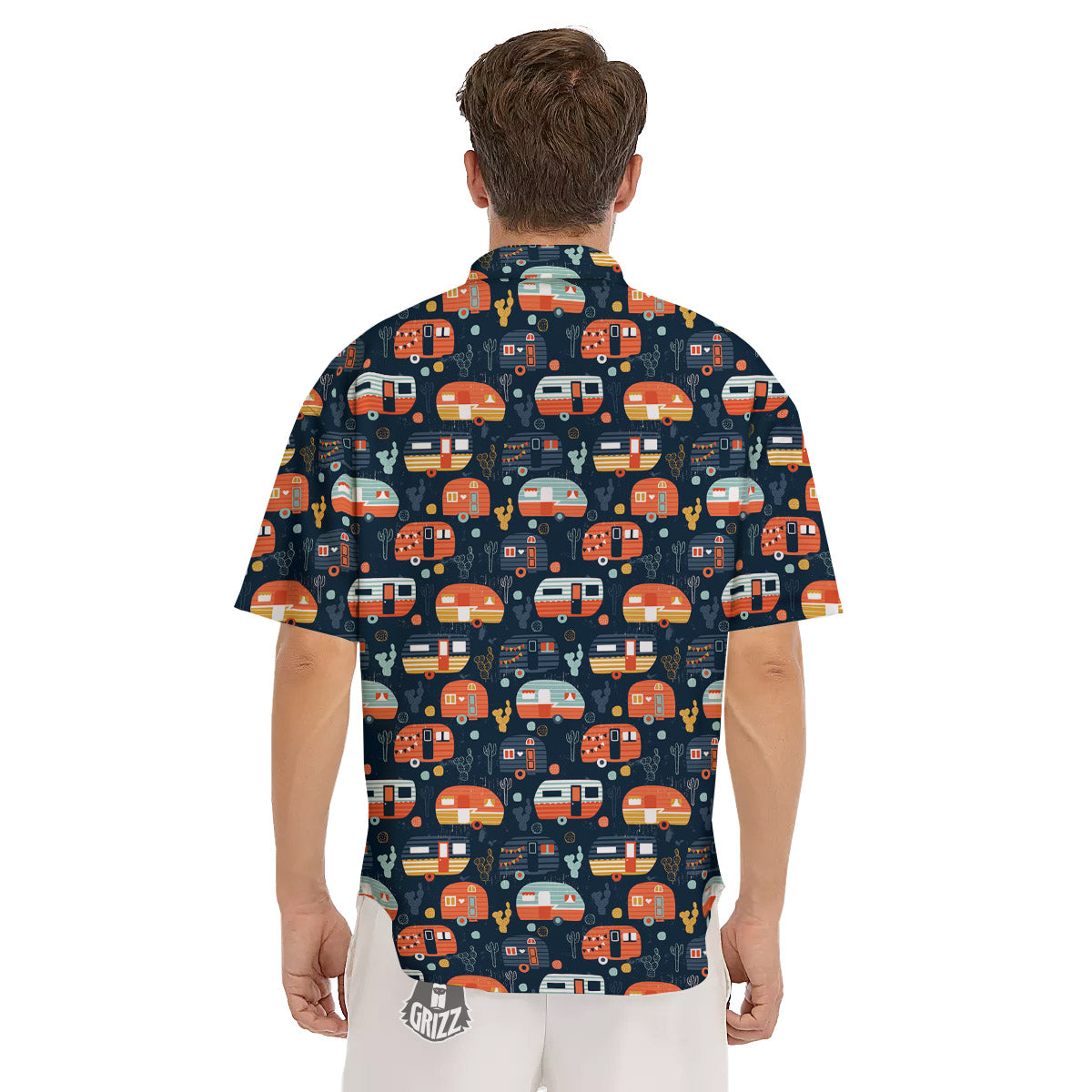 Camping Caravan Print Pattern Men's Short Sleeve Shirts-grizzshop