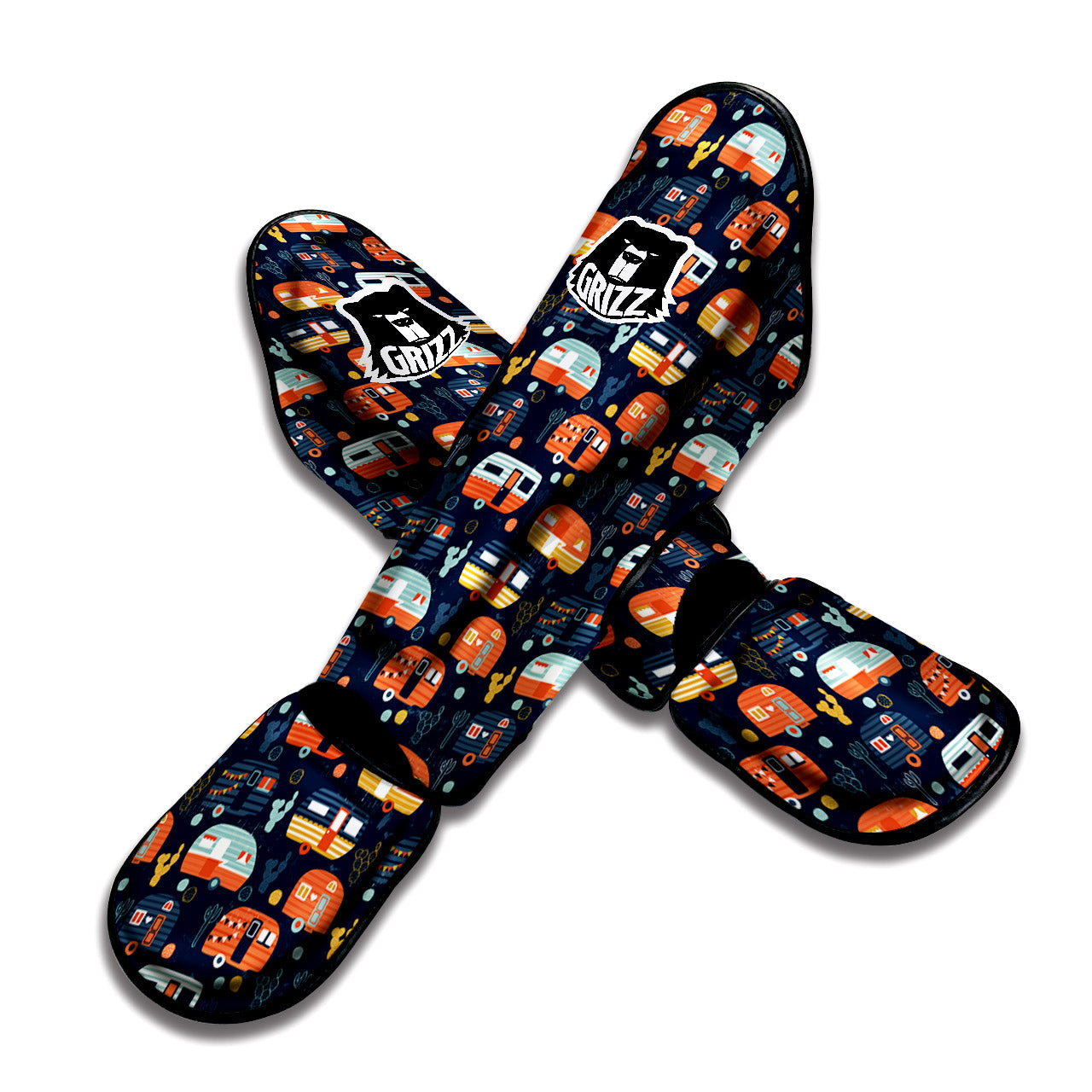 Camping Caravan Print Pattern Muay Thai Shin Guards-grizzshop