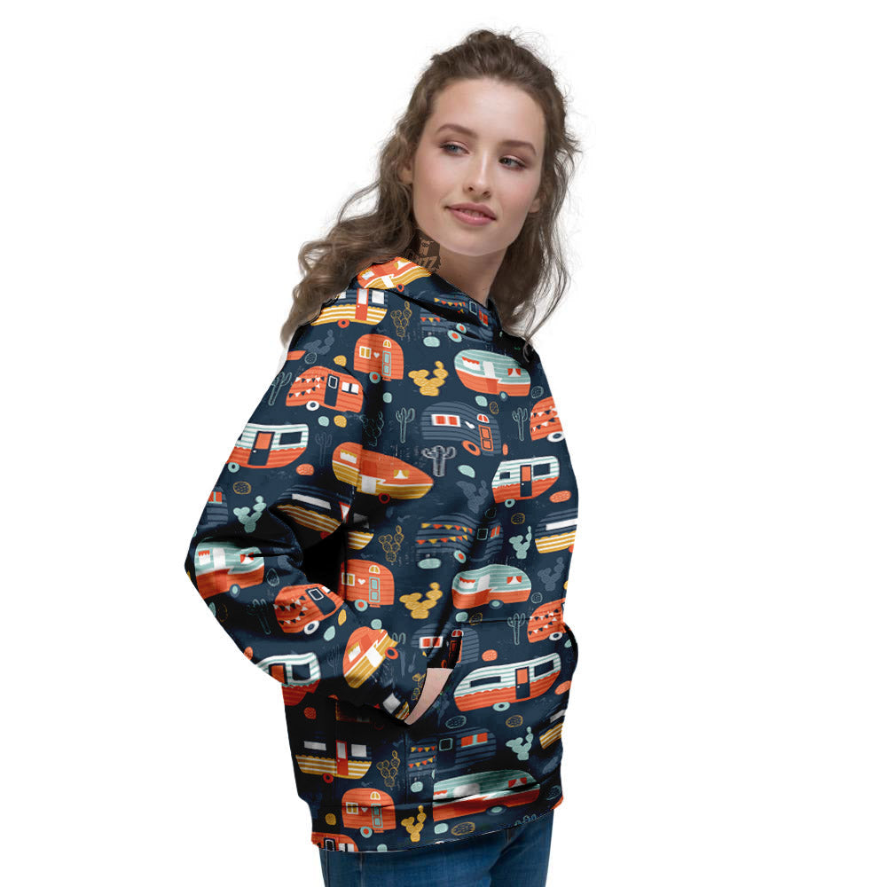 Camping Caravan Print Pattern Women's Hoodie-grizzshop