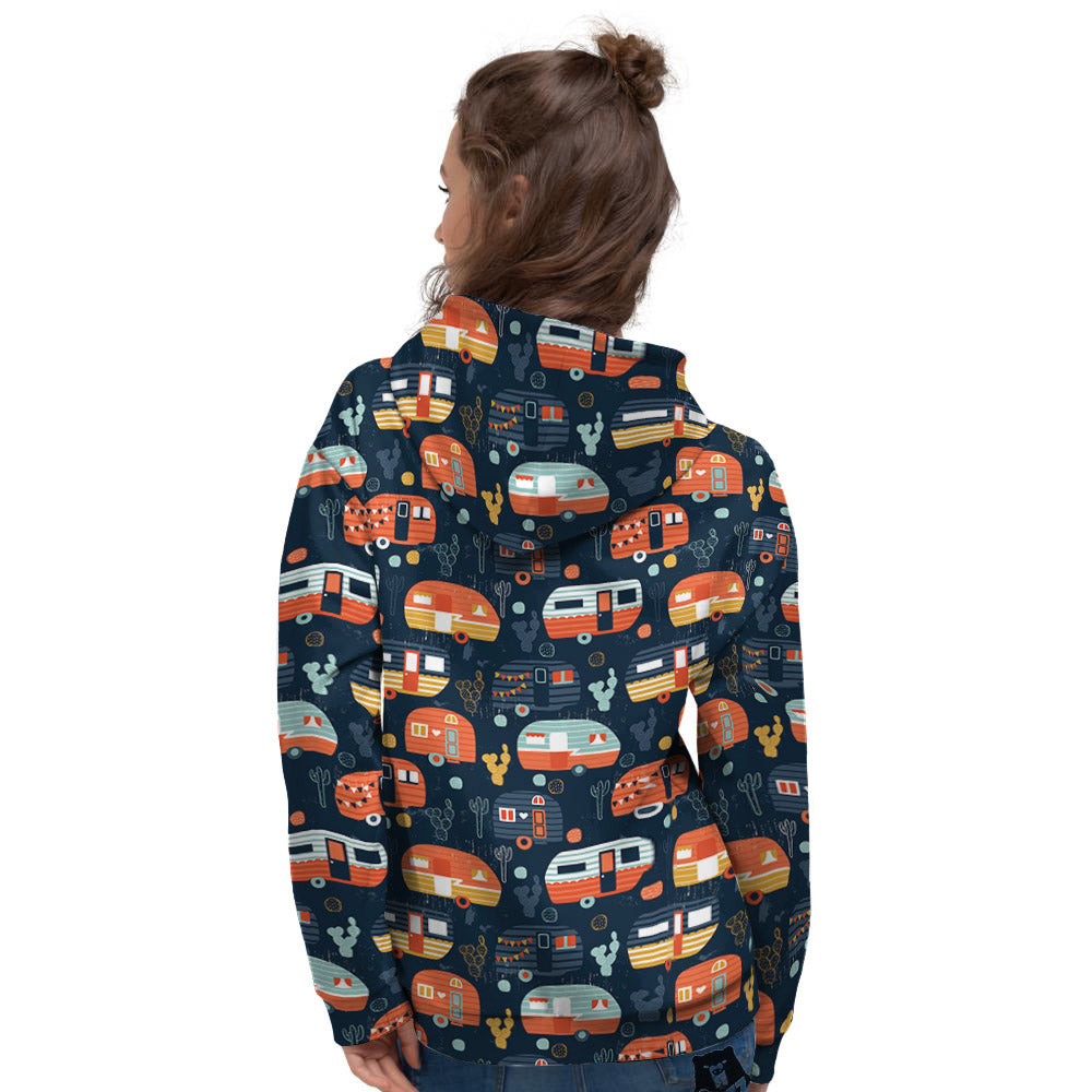 Camping Caravan Print Pattern Women's Hoodie-grizzshop