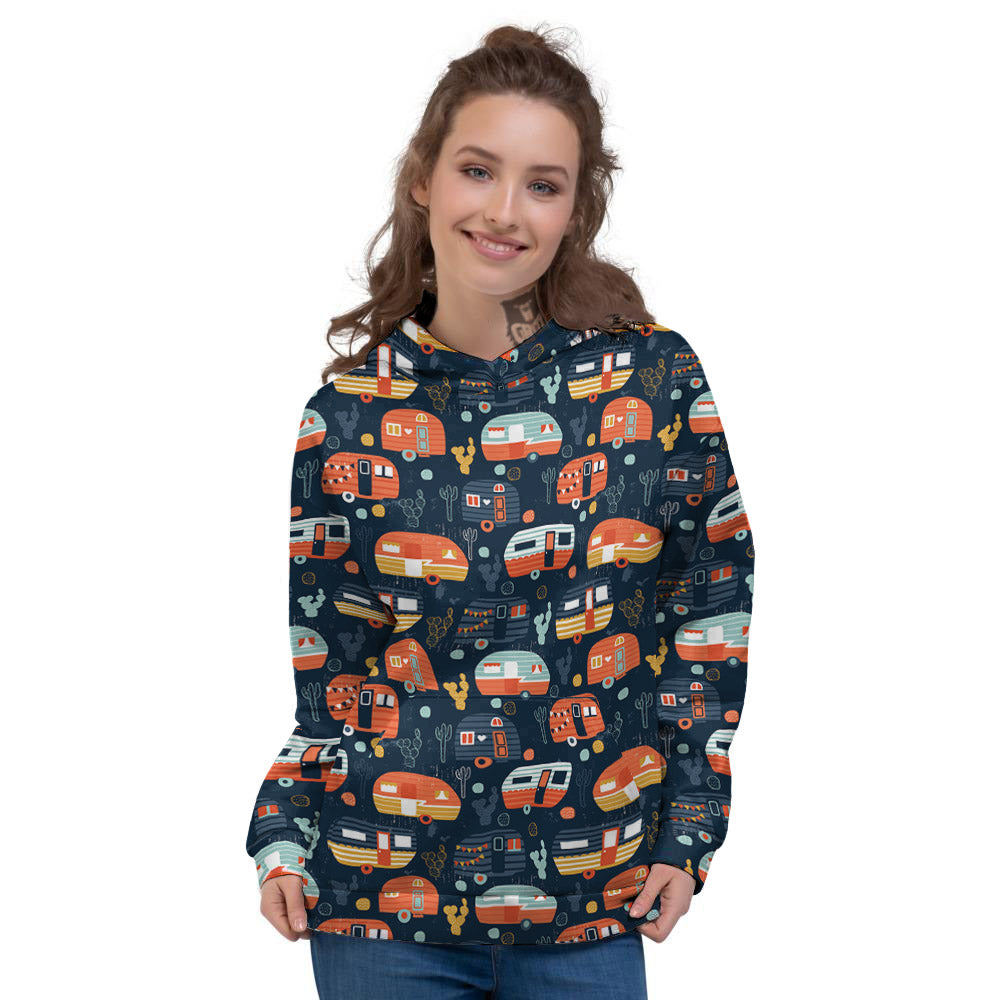 Camping Caravan Print Pattern Women's Hoodie-grizzshop
