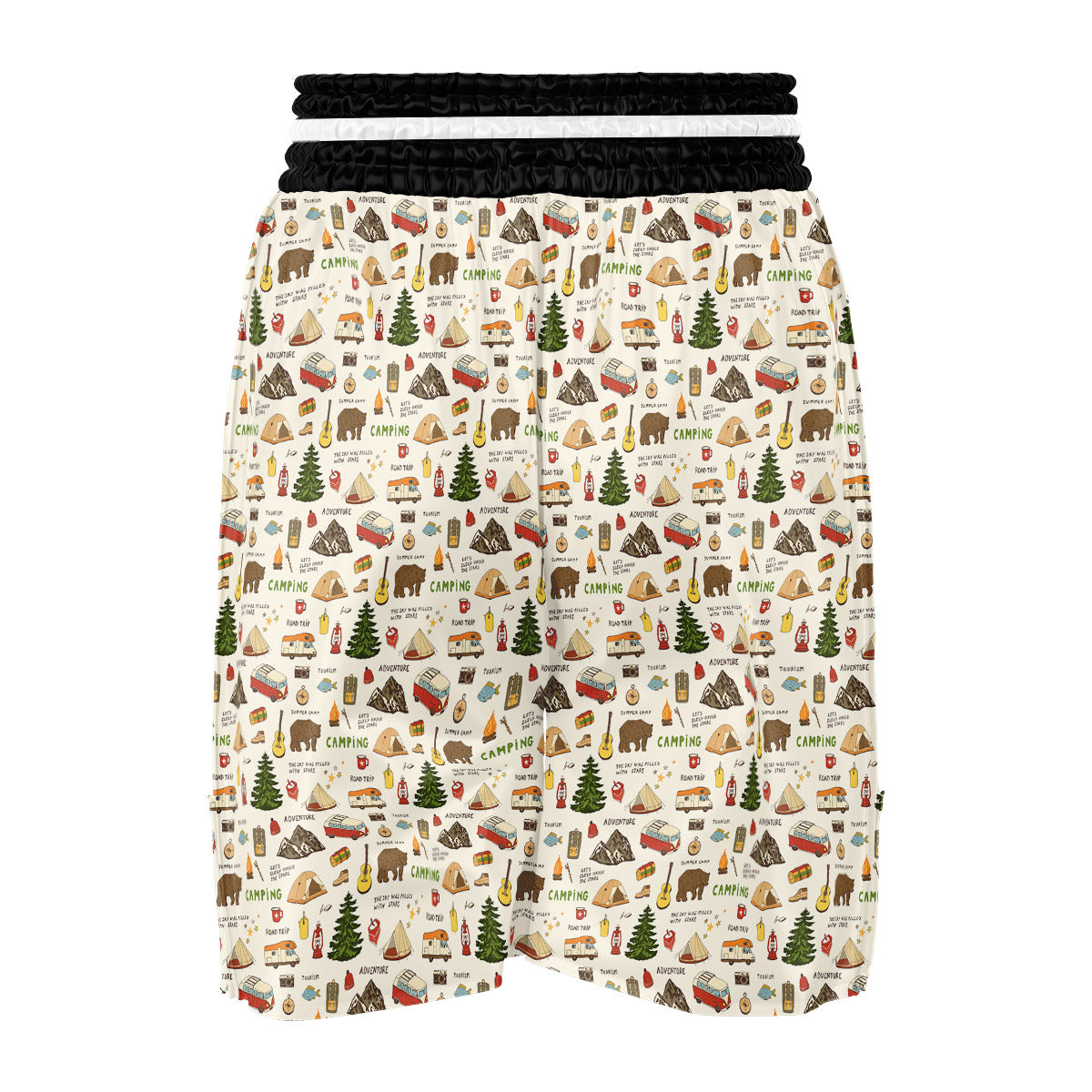 Camping Cartoon Print Pattern Boxing Shorts-grizzshop