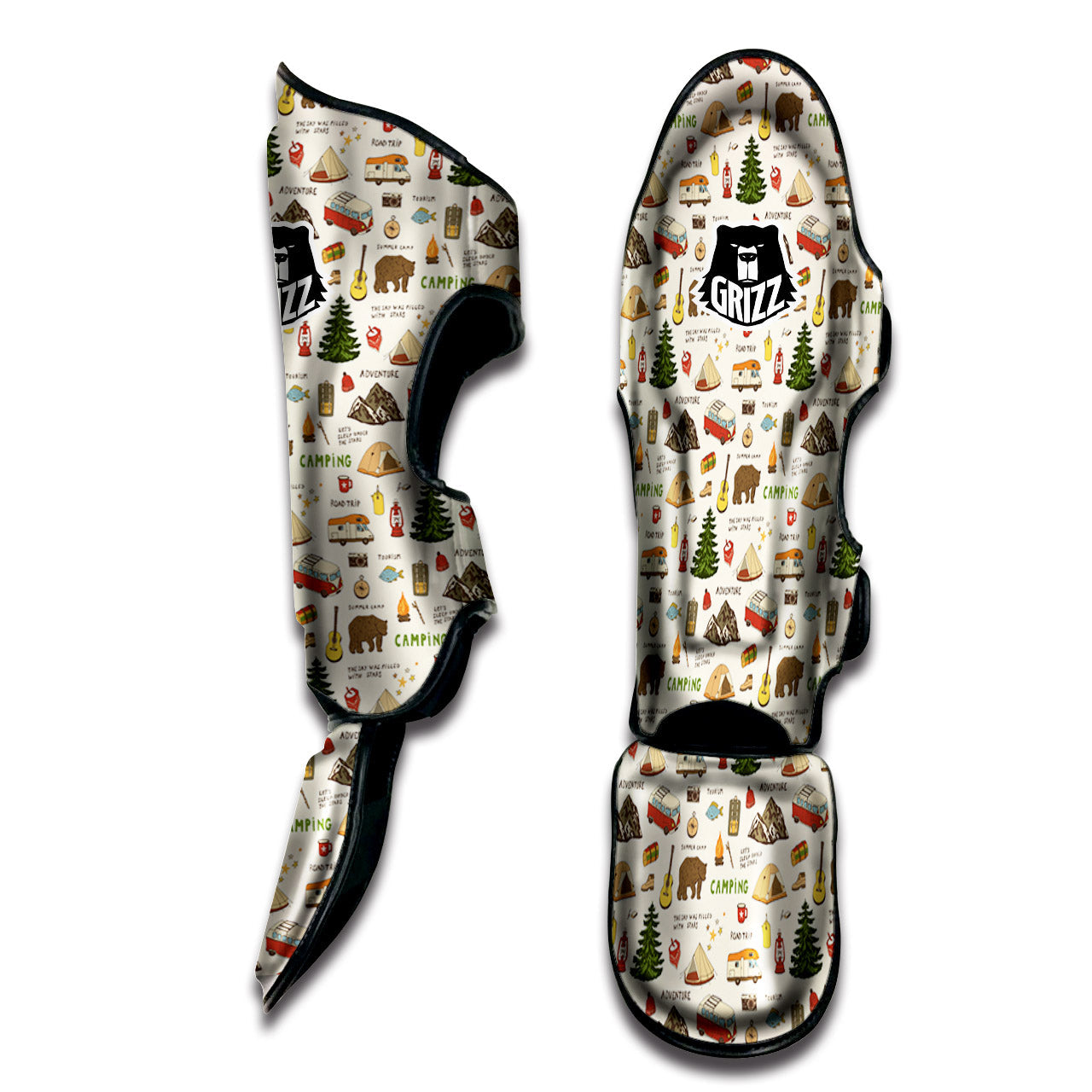 Camping Cartoon Print Pattern Muay Thai Shin Guards-grizzshop