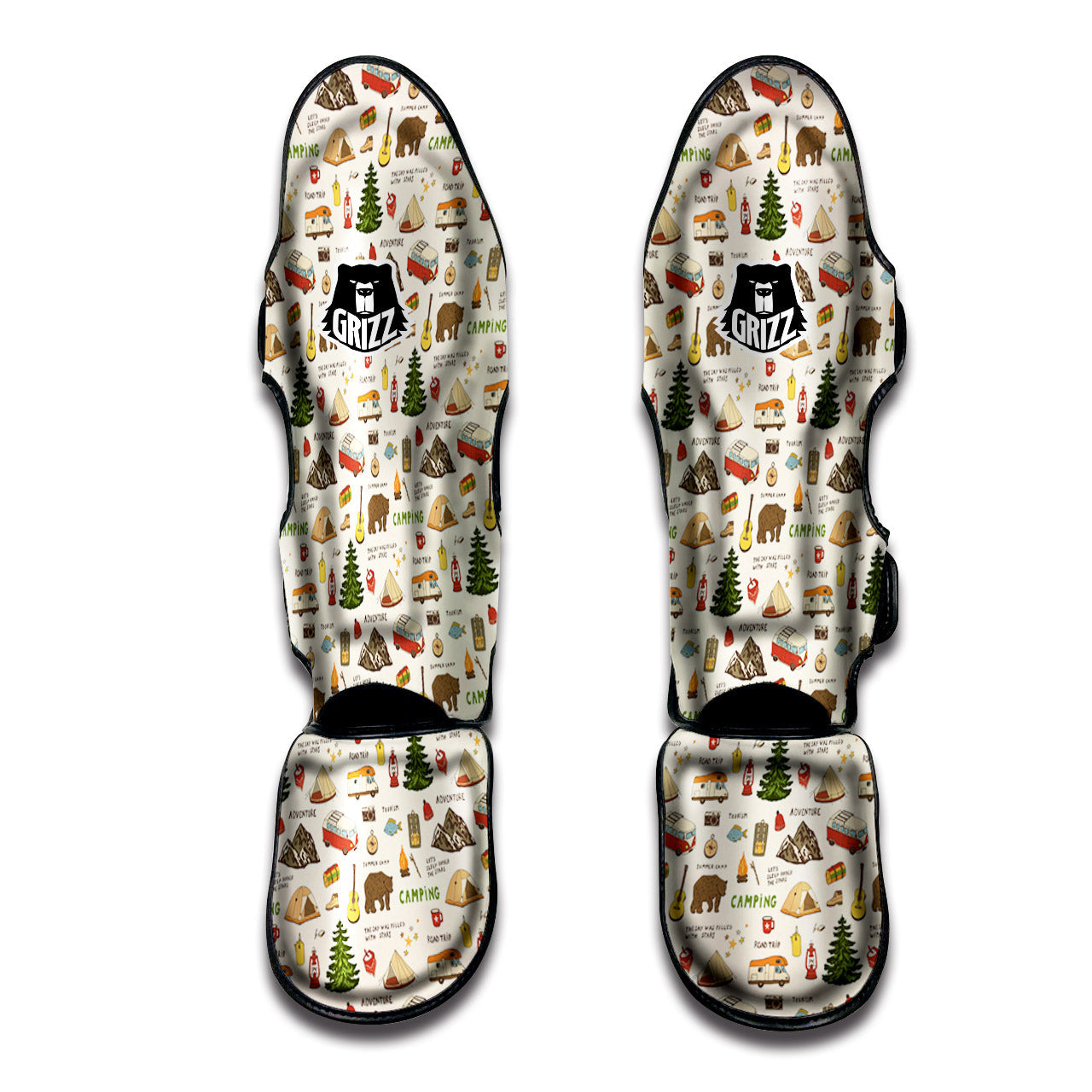 Camping Cartoon Print Pattern Muay Thai Shin Guards-grizzshop