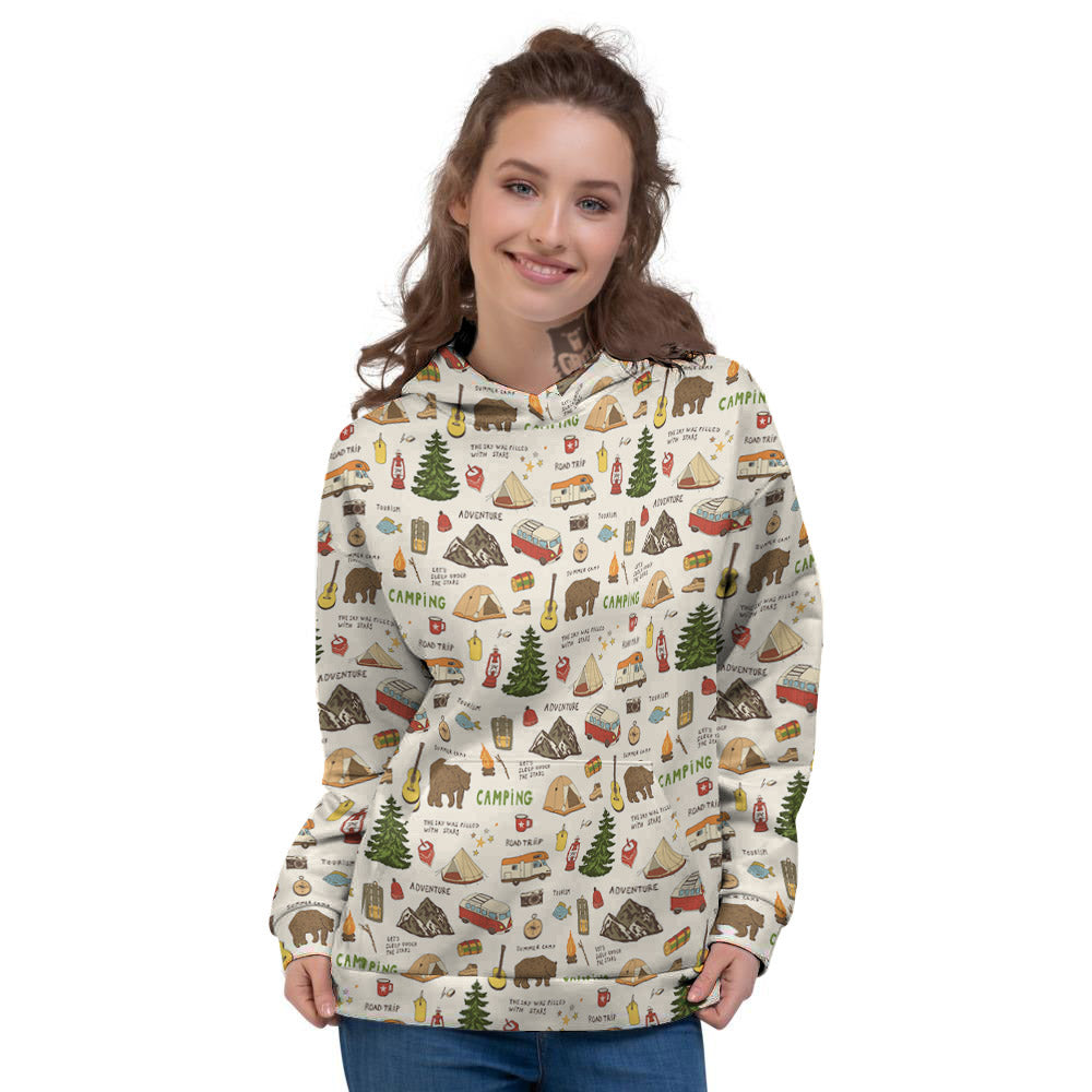 Camping Cartoon Print Pattern Women's Hoodie-grizzshop