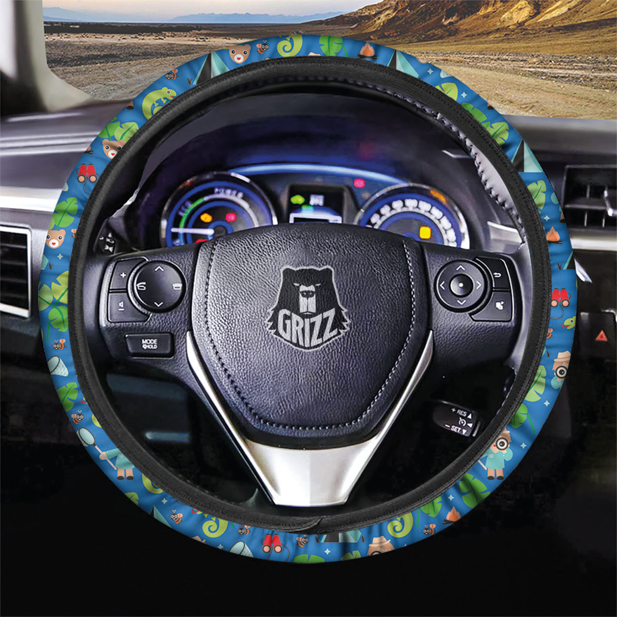 Camping Cute Print Pattern Car Steering Wheel Cover-grizzshop